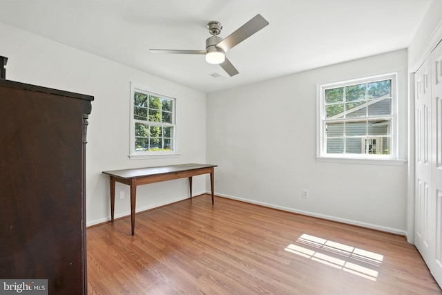 8201 Briar Creek Dr, Annandale, VA 22003 - unfurnished bedroom featuring light wood finished floors and ceiling fan
