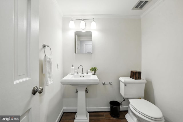 8201 Briar Creek Dr, Annandale, VA 22003 - half bath with wood finished floors and ornamental molding