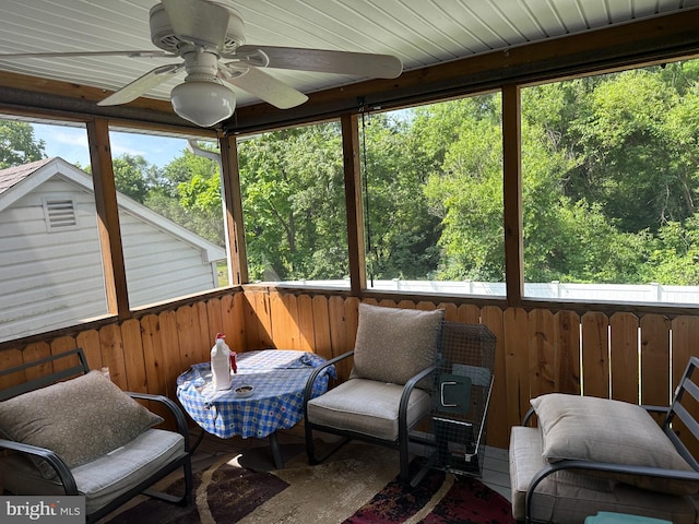 95 Buchanan Ln, Inwood, WV 25428 - sunroom with ceiling fan