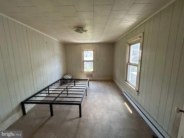 135-137 S 6th St, Shamokin, PA 17872 - spare room with a baseboard radiator, carpet, and wood walls