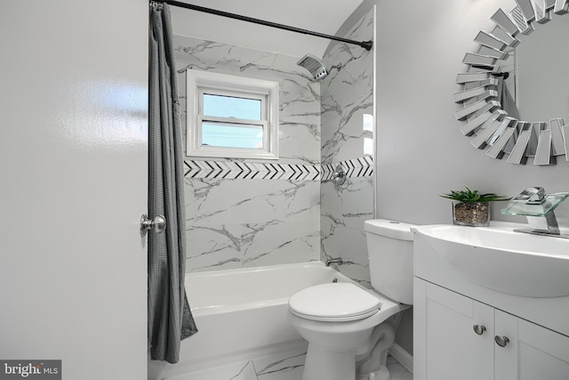 267 Southeastern Ter, Baltimore, MD 21221 - bathroom featuring marble finish flooring, vanity, and bathtub / shower combination