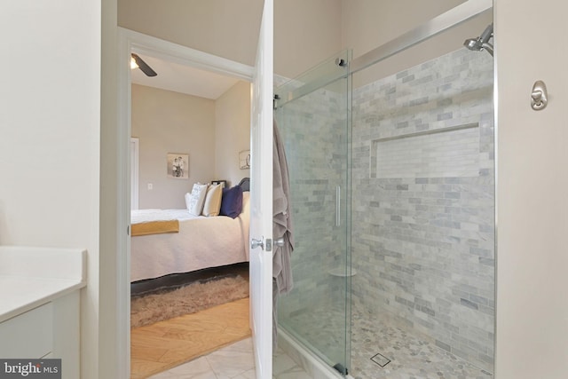 7 Booth St Unit 402, Gaithersburg, MD 20878 - bathroom with connected bathroom, a stall shower, and vanity