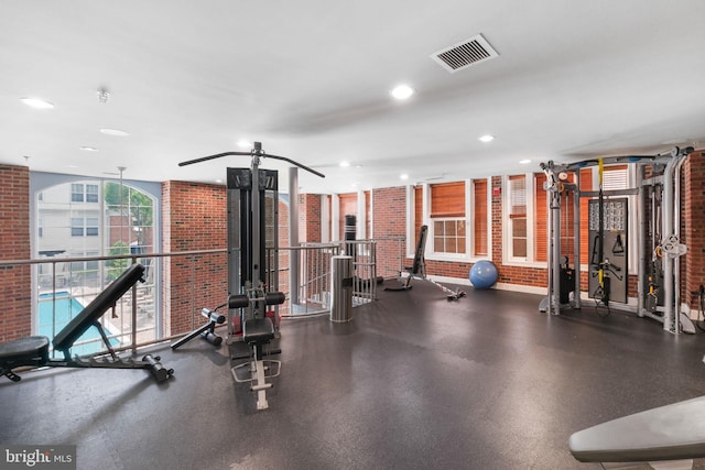7 Booth St Unit 402, Gaithersburg, MD 20878 - gym featuring recessed lighting and brick wall