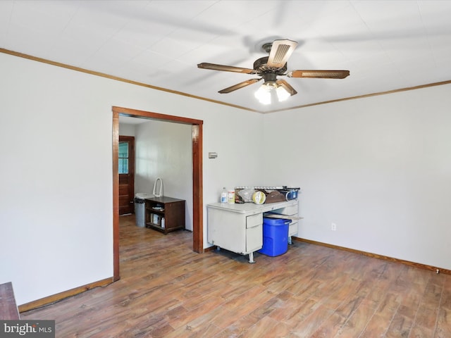679 Winchester Grade Rd, Berkeley Springs, WV 25411 - empty room with crown molding, a ceiling fan, and light wood-style floors