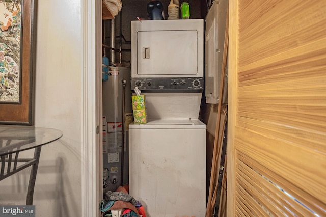 1117 S Carolina Ave SE, Washington, DC 20003 - washroom featuring estacked washer and dryer and gas water heater