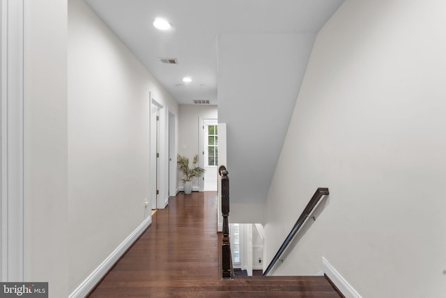 6006 New Hampshire Ave NE, Washington, DC 20011 - hallway with an upstairs landing, wood finished floors, and recessed lighting