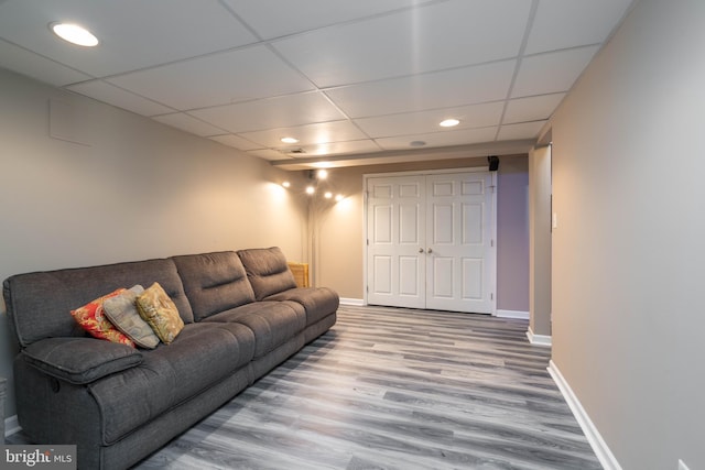 715 Dairy Dr, Middletown, DE 19709 - living area with wood finished floors, a drop ceiling, and recessed lighting