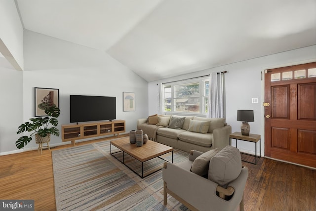 5614 Birch Ave, Pennsauken, NJ 08109 - living room featuring vaulted ceiling and wood finished floors