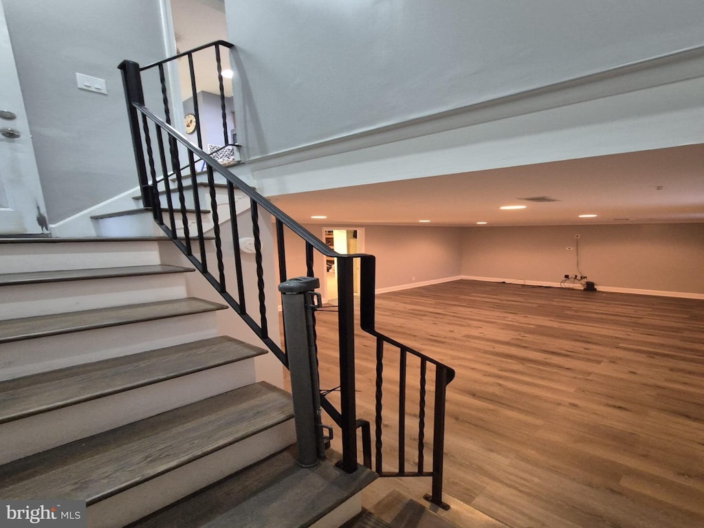 2 Glenview Dr, Cinnaminson, NJ 08077 - stairs featuring wood finished floors and recessed lighting