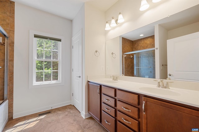 1614 Sawgrass Ct, Charlottesville, VA 22901 - full bathroom featuring double vanity, a tile shower, and tile patterned floors