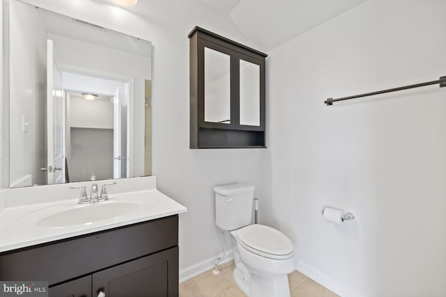 19503 Vaughn Landing Dr, Germantown, MD 20874 - bathroom with vanity, tile patterned floors, and lofted ceiling