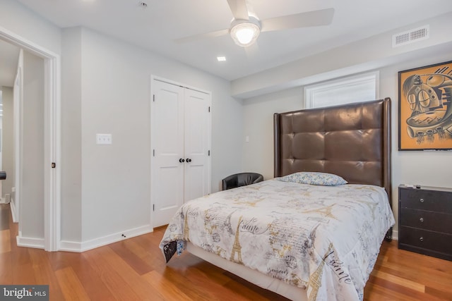 4106 Gault Pl NE Unit 3, Washington, DC 20019 - bedroom with wood finished floors, a closet, and a ceiling fan