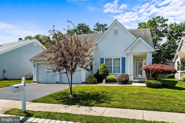 26 Fountain View Dr, Barnegat, NJ 08005 - view of front facade with concrete driveway, a front lawn, a shingled roof, and an attached garage