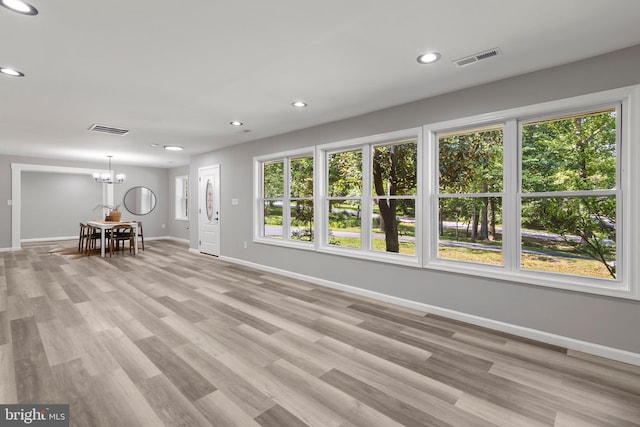 708 E Seminary, Towson, MD 21286 - living area featuring a chandelier, recessed lighting, and light wood finished floors