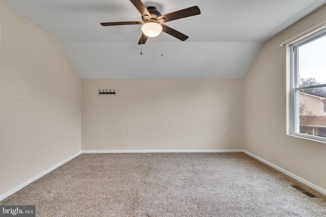 9216 Spring Acres Rd, Clinton, MD 20735 - bonus room with vaulted ceiling, carpet flooring, and a ceiling fan