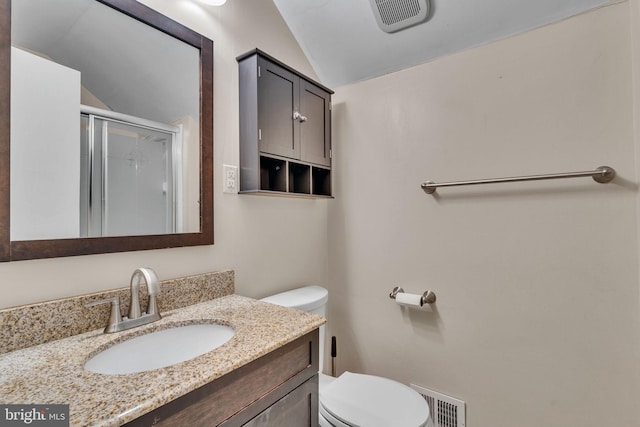 9216 Spring Acres Rd, Clinton, MD 20735 - full bath featuring lofted ceiling, a stall shower, and vanity