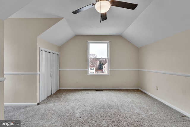 9216 Spring Acres Rd, Clinton, MD 20735 - additional living space with carpet floors, ceiling fan, and vaulted ceiling