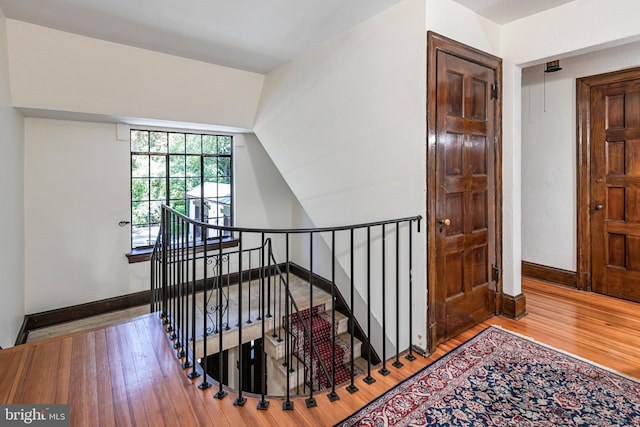 722 River Rd, Ewing, NJ 08628 - staircase with wood finished floors and baseboards
