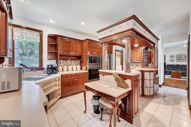 59 Segovia Ct, Hanover, PA 17331 - kitchen with appliances with stainless steel finishes, open shelves, light tile patterned floors, light countertops, and recessed lighting