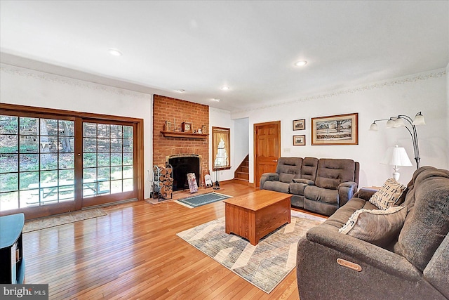 59 Segovia Ct, Hanover, PA 17331 - living area featuring light wood-type flooring, stairway, recessed lighting, and a fireplace