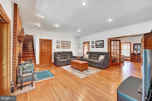 59 Segovia Ct, Hanover, PA 17331 - living area featuring light wood finished floors, stairs, and recessed lighting