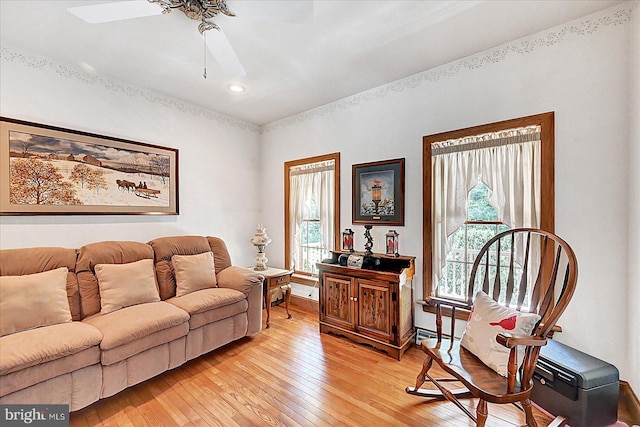 59 Segovia Ct, Hanover, PA 17331 - living area featuring light wood finished floors, a ceiling fan, and recessed lighting