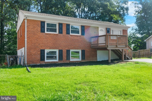 1614 Maryland Ave, Woodbridge, VA 22191 - view of front facade with stairway, brick siding, and a wooden deck