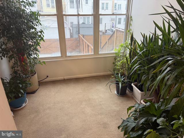 812 Emerson St NW, Washington, DC 20011 - unfurnished sunroom featuring carpet and baseboards