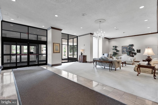 4515 Willard Ave Unit 915S, Chevy Chase, MD 20815 - lobby featuring recessed lighting, crown molding, and a textured ceiling