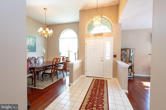 39 Mission Way, Barnegat, NJ 08005 - foyer entrance featuring a chandelier, wood finished floors, and a high ceiling