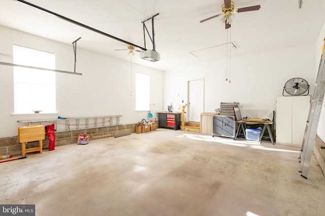 39 Mission Way, Barnegat, NJ 08005 - garage featuring a garage door opener and a ceiling fan