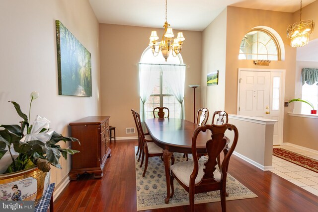 39 Mission Way, Barnegat, NJ 08005 - dining area with a chandelier, healthy amount of natural light, and wood finished floors