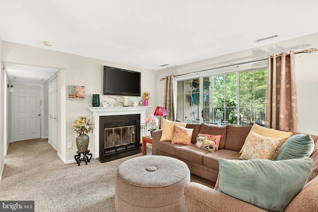 16 Rainflower Path Unit 204, Sparks Glencoe, MD 21152 - carpeted living room with a fireplace with flush hearth and baseboards