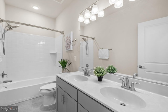 20318 Peacemaker Dr, Germantown, MD 20874 - full bathroom with shower / bathtub combination, double vanity, and tile patterned floors