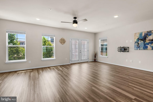 20318 Peacemaker Dr, Germantown, MD 20874 - spare room featuring ceiling fan, wood finished floors, french doors, and recessed lighting