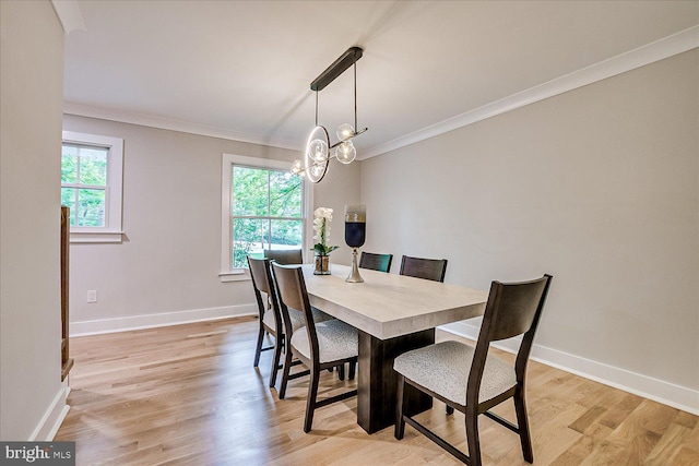 569 Riverside Dr, Princeton, NJ 08540 - dining area with healthy amount of natural light, ornamental molding, a chandelier, and light wood finished floors
