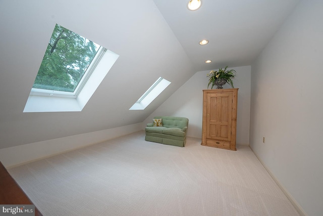 431 Waynesbrooke Rd, Berwyn, PA 19312 - bonus room with lofted ceiling, a skylight, carpet, recessed lighting, and healthy amount of natural light