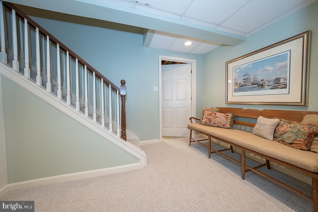 431 Waynesbrooke Rd, Berwyn, PA 19312 - living room featuring light carpet, stairs, and recessed lighting