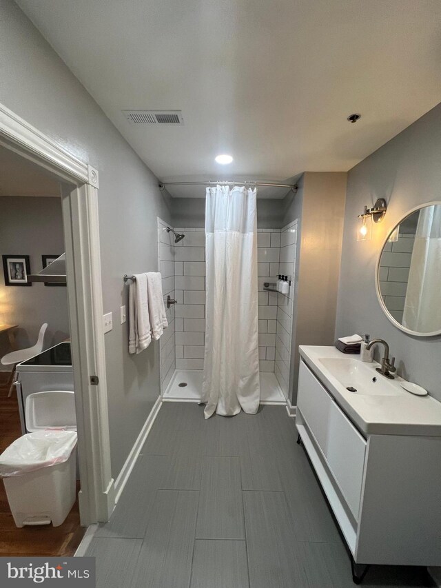 23 E Beverley St, Staunton, VA 24401 - full bathroom with vanity, a stall shower, and recessed lighting