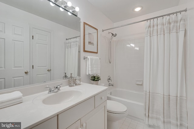 2153 Wolftrap Ct, Vienna, VA 22182 - bathroom featuring vanity, shower / bath combination with curtain, and tile patterned floors
