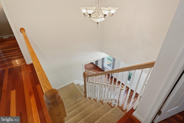 3960 Mountain View Ave, Easton, PA 18045 - staircase featuring a chandelier and wood finished floors
