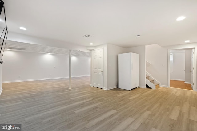 3960 Mountain View Ave, Easton, PA 18045 - finished basement featuring recessed lighting, light wood-type flooring, and stairway