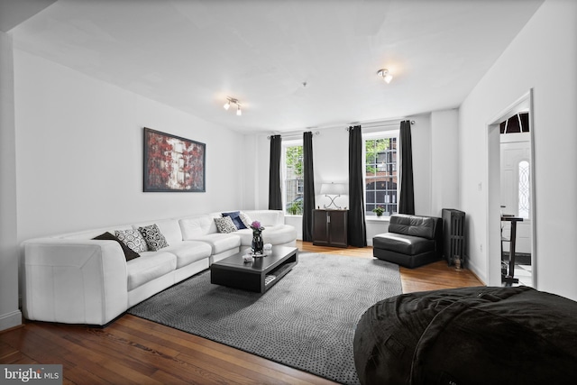 210 S High St, Baltimore, MD 21202 - living area with wood finished floors and radiator