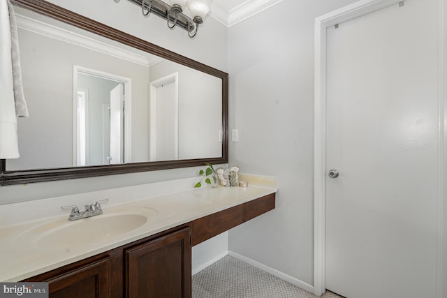 7823 Harrowgate Cir Unit D, Springfield, VA 22152 - bathroom with vanity and ornamental molding