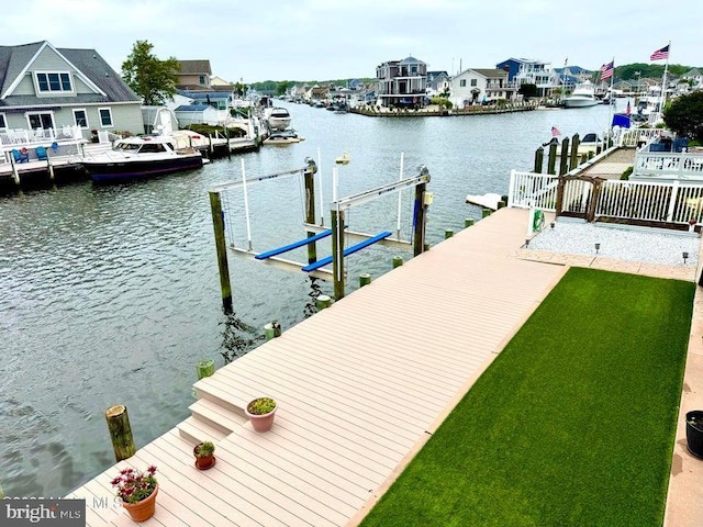 953 Capstan Dr, Forked River, NJ 08731 - dock area with a water view, a residential view, and boat lift