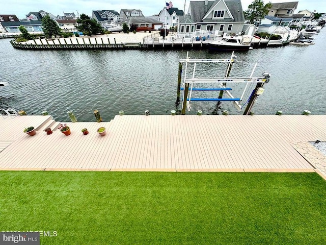 953 Capstan Dr, Forked River, NJ 08731 - dock area with a water view, boat lift, and a residential view