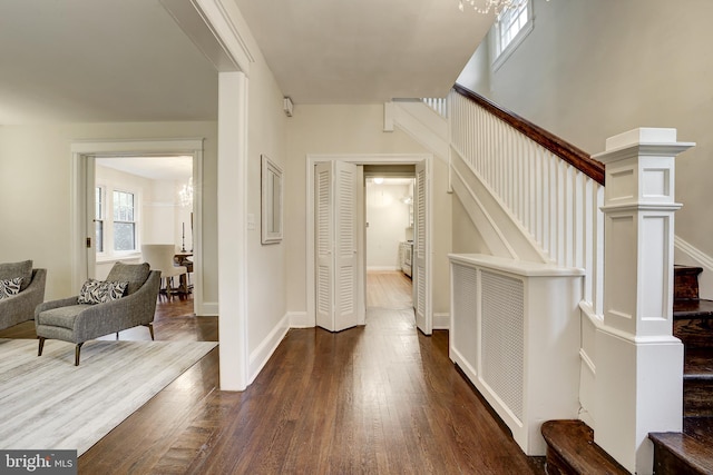 4110 Ingomar St NW, Washington, DC 20015 - entrance foyer featuring stairs and dark wood-style floors