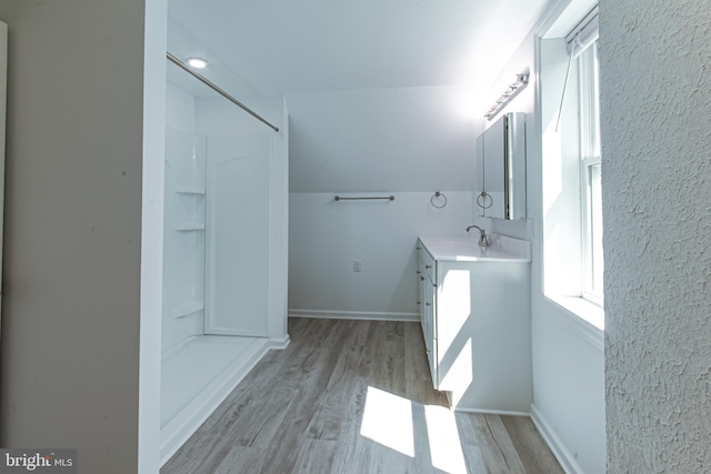2450 Happy Creek Rd, Front Royal, VA 22630 - full bath with vanity, wood finished floors, and a shower