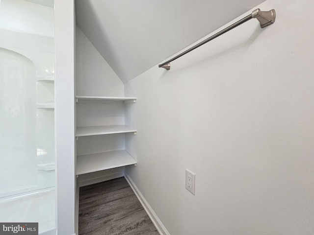 2450 Happy Creek Rd, Front Royal, VA 22630 - walk in closet featuring wood finished floors and vaulted ceiling