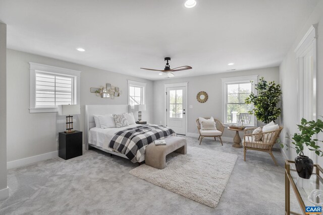 1603 Griffen Grv, Charlottesville, VA 22901 - bedroom featuring multiple windows, carpet floors, recessed lighting, and ceiling fan
